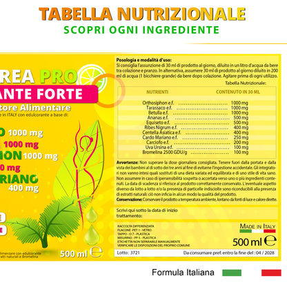 NUTREA PRO® Drenante Liquido | Formula Concentrata con 11 Estratti Naturali | Drena i Liquidi in Eccesso | Sgonfia Addome e Gambe | Supporta Depurazione e cellulite | 500 ml Senza Glutine