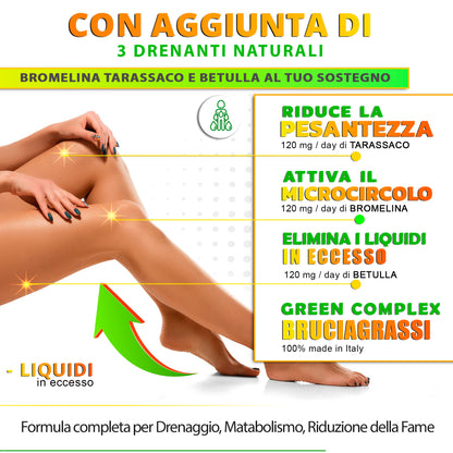 NUTREA PRO® Brucia Grassi Green Complex | Bruciagrassi Naturale con 17 piante efficaci | Attiva il Metabolismo | Riduci la Fame | Drena i Liquidi in eccesso | 120 cps senza Glutine